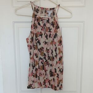 Nine West Pink, Brown, and Black Abstract Tank Top